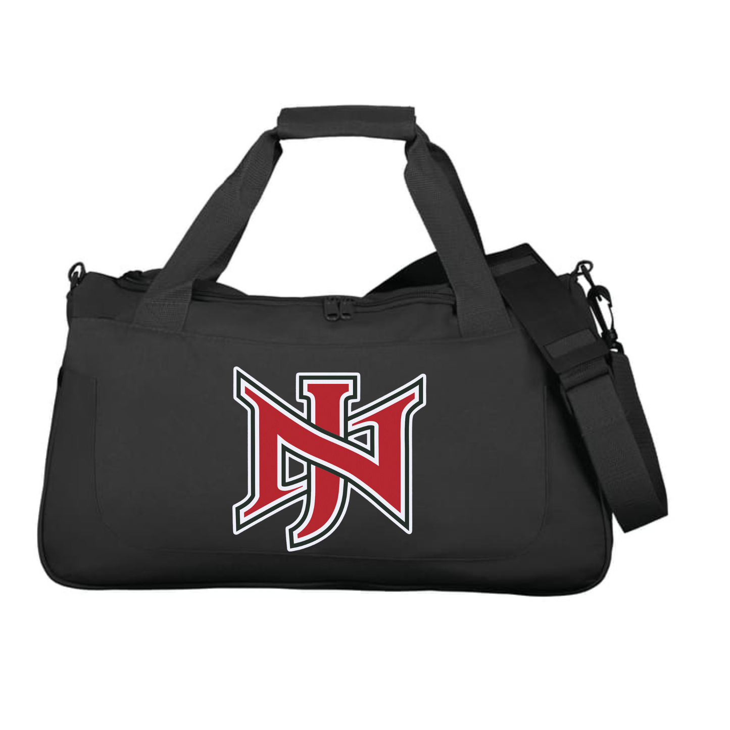 North Jackson NJ Duffel Bag - Black with Red NJ logo